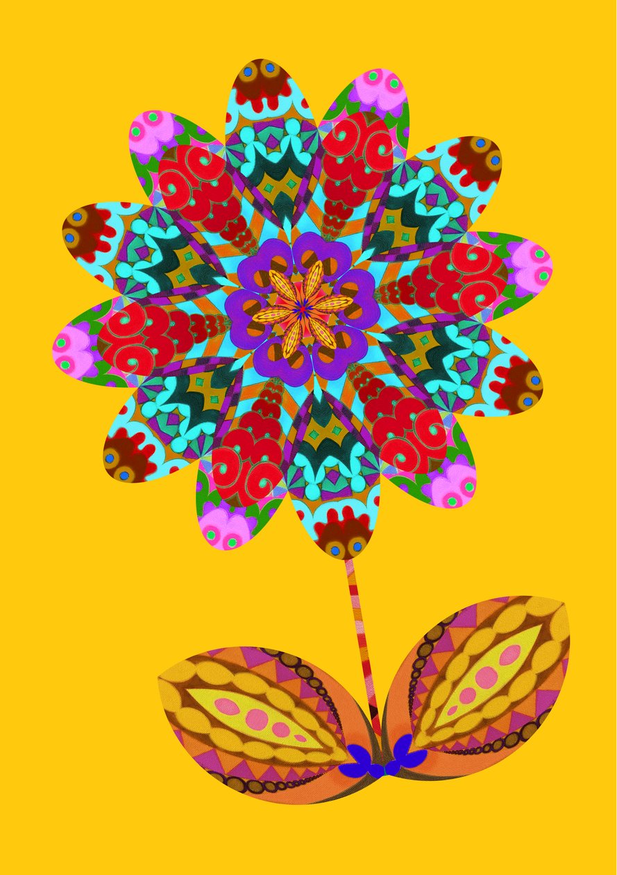 Blumenausschnitt auf Gelb von Jane Tattersfield