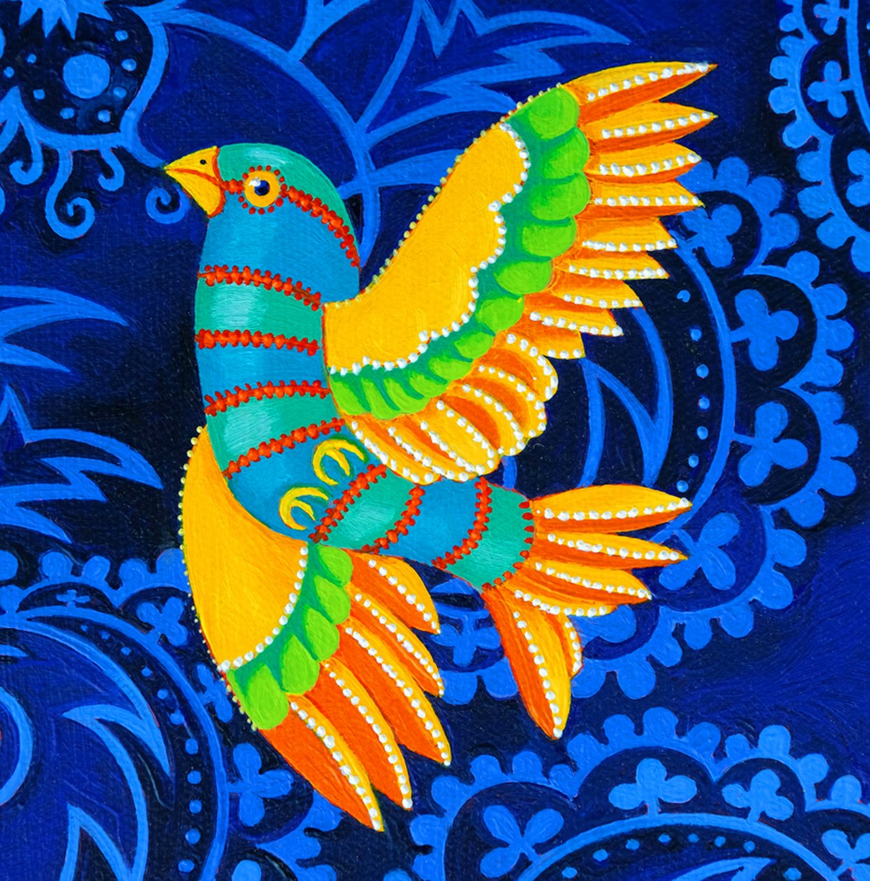 Gelbflügeliger Vogel, 2019 von Jane Tattersfield