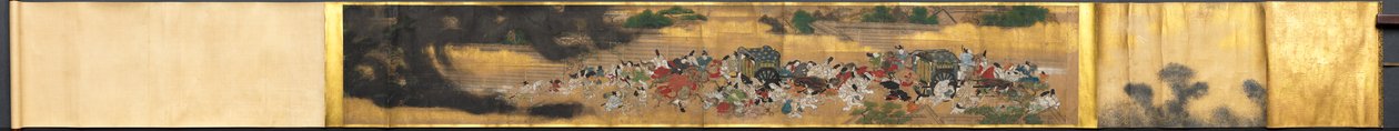 Menschen fliehen vor einem Feuer von Japan, Edo period