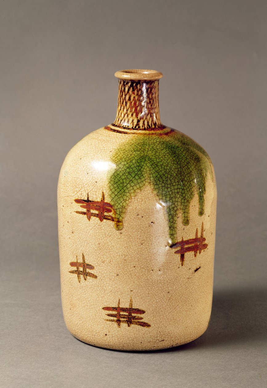 Sake-Flasche, aus Oribe von Japanese School