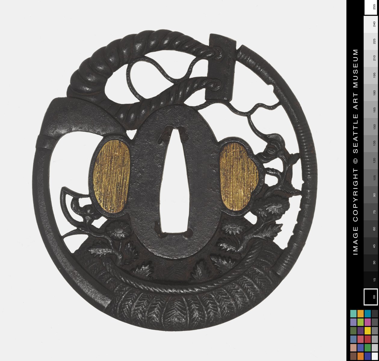 Tsuba: Blumen, Sense, Seil, frühes 18. Jahrhundert (Eisen) von Japanese School
