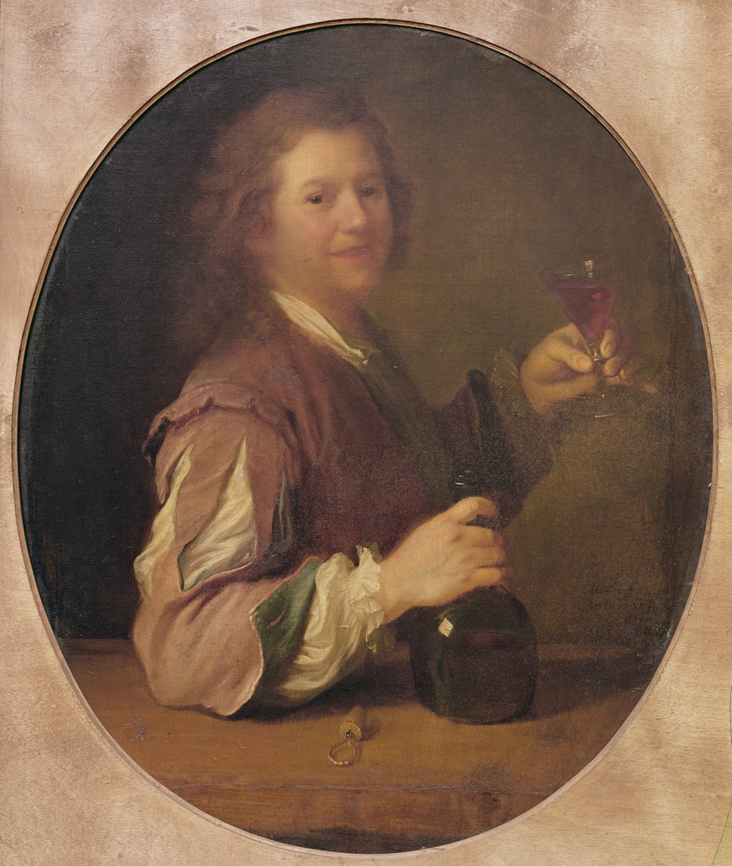 Selbstporträt des Künstlers beim Trinken, 1724 von Jean Alexis Grimou
