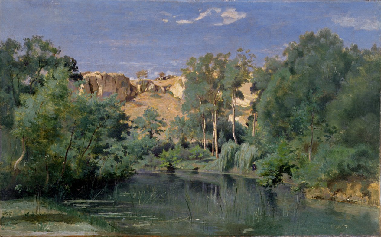 Waldlandschaft mit einem Teich, ca. 1830er von Jean Baptiste Camille Corot