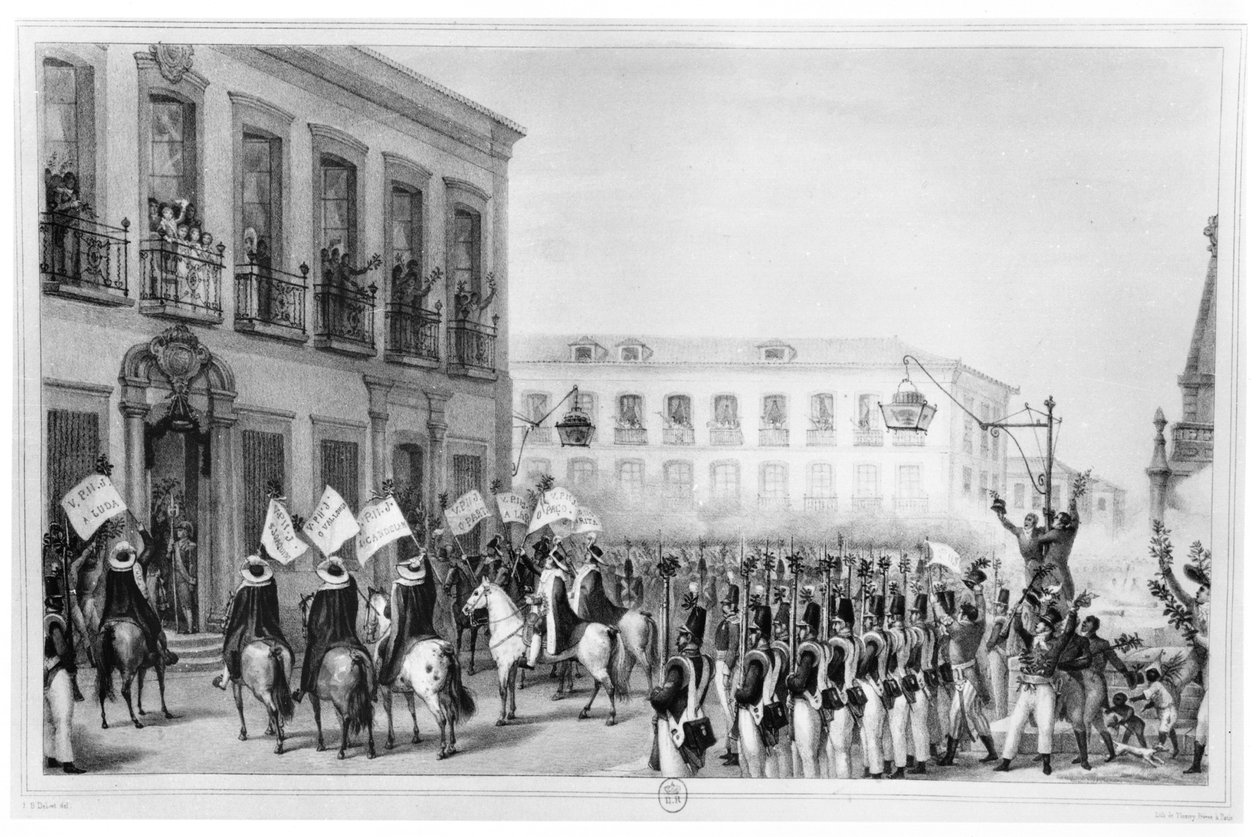 Die Akklamation von Pedro I. (1798-1834), Kaiser von Brasilien, Rio de Janeiro, 7. April 1831, Illustration aus 