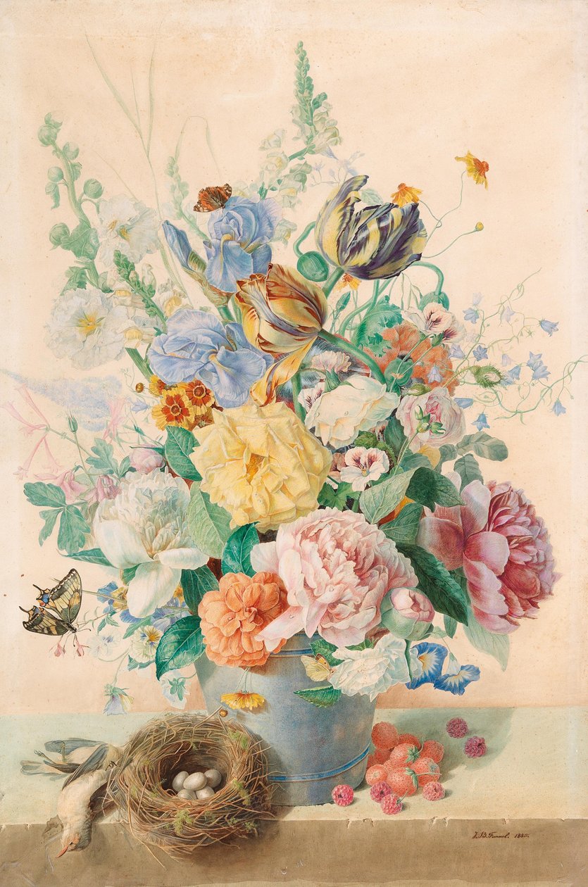 Großes Stillleben mit Tulpen, Rosen und Lilien von Jean Baptiste Fournel