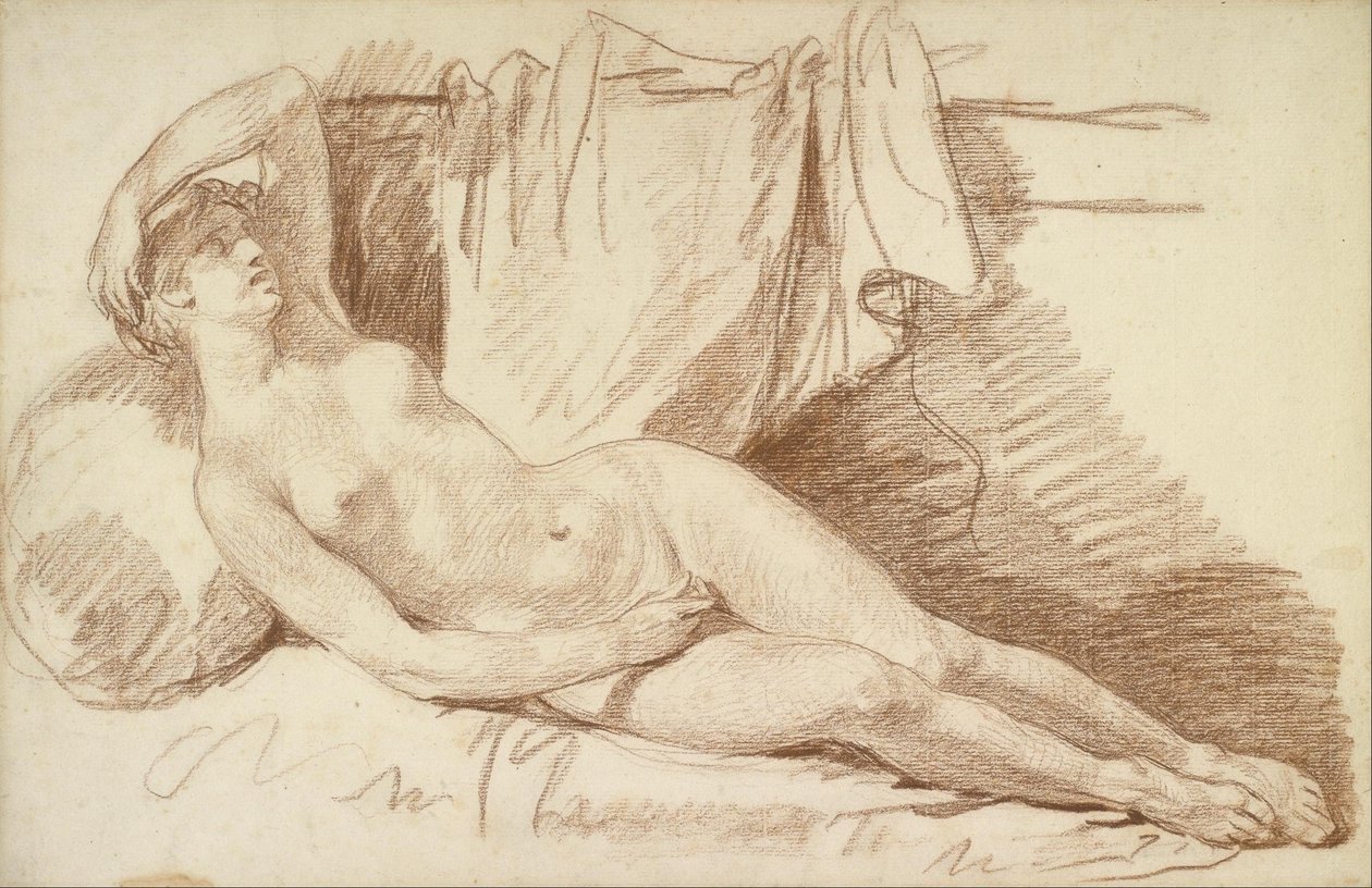 Liegender weiblicher Akt - Studie von Jean Baptiste Greuze