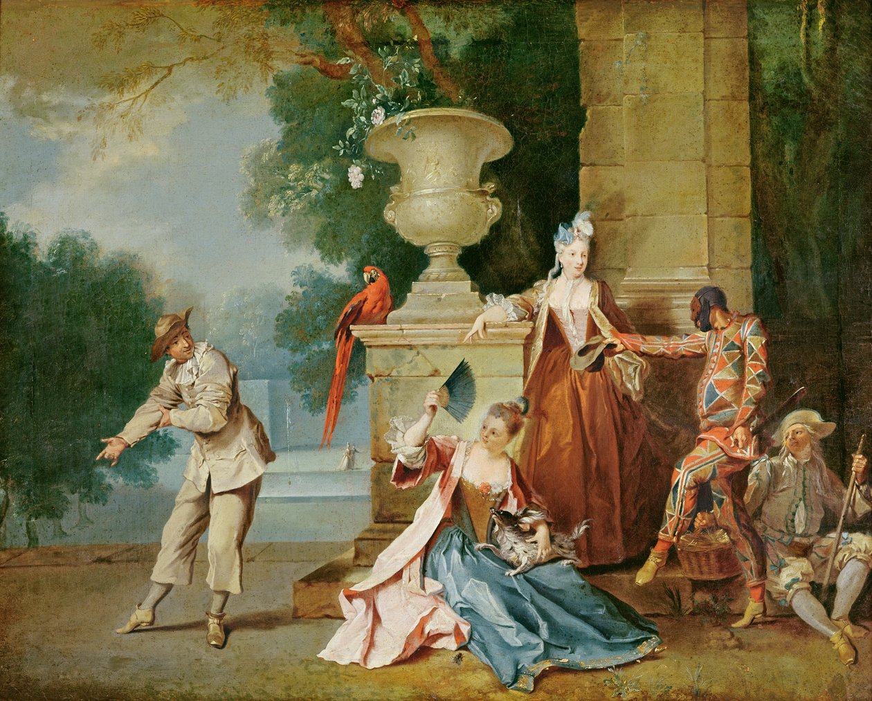 Italienische Komödianten in einem Park, ca. 1725 von Jean Baptiste Oudry