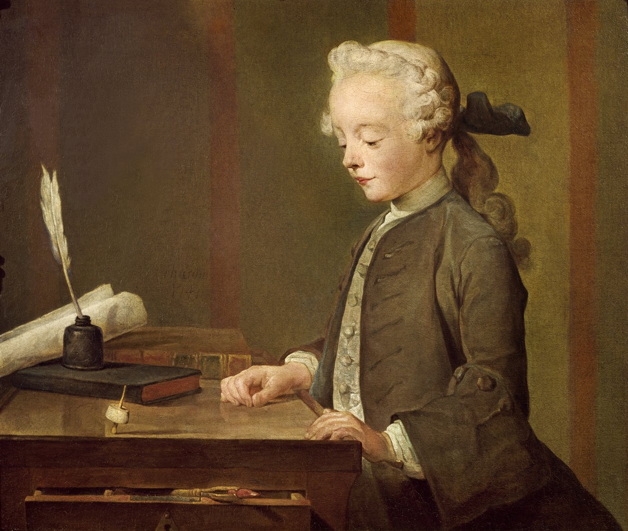Das Kind mit einem Kreisel, Porträt von Auguste-Gabriel Godefroy (1728-1813) 1741 von Jean Baptiste Simeon Chardin