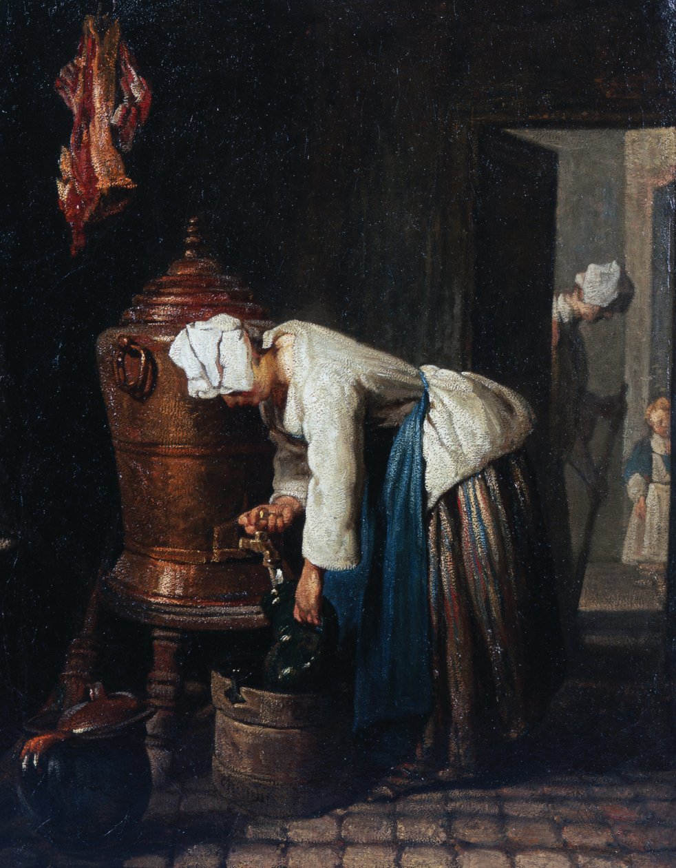 Frau, die Wasser am Zisternenbrunnen schöpft von Jean Baptiste Simeon Chardin