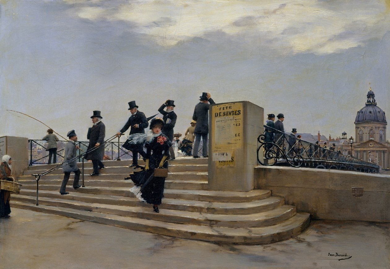 Ein windiger Tag auf der Pont des Arts von Jean Beraud