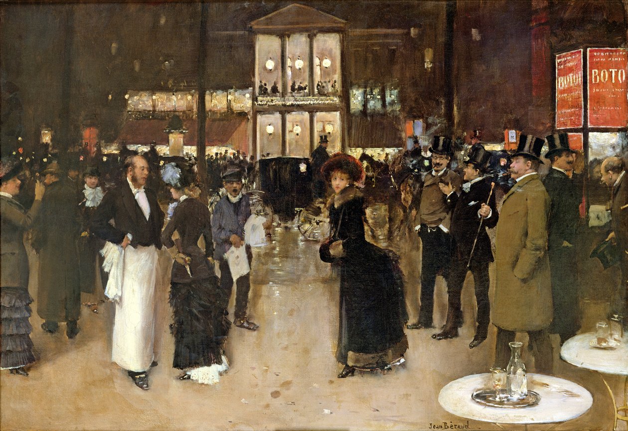 Der Boulevard bei Nacht, vor dem Théâtre des Variétés, ca. 1883 von Jean Beraud