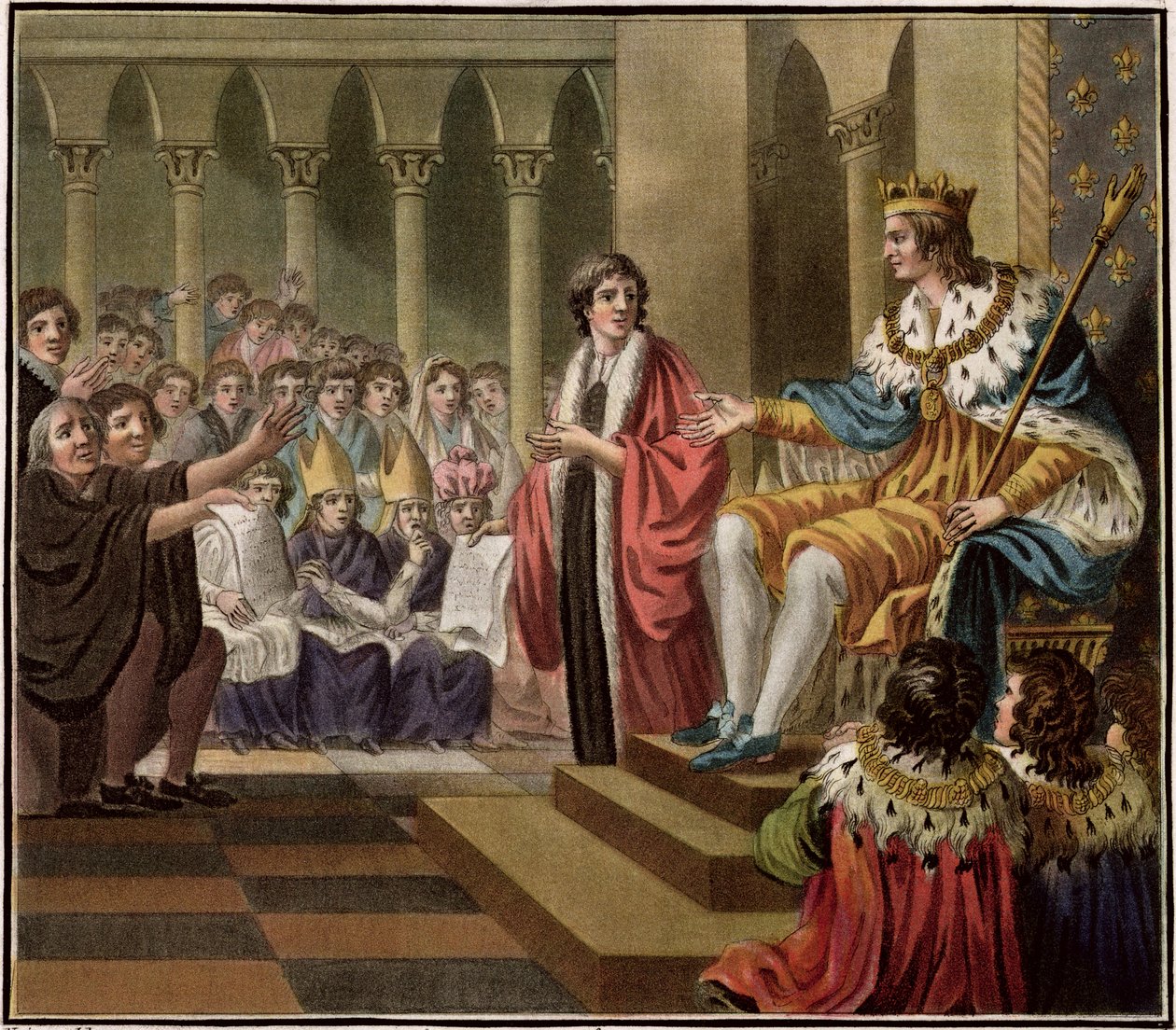 Ludwig XII. (1462-1515) zum Vater des Volkes erklärt, graviert von Jean Baptiste Morret, 1789 von Jean Claude Naigeon