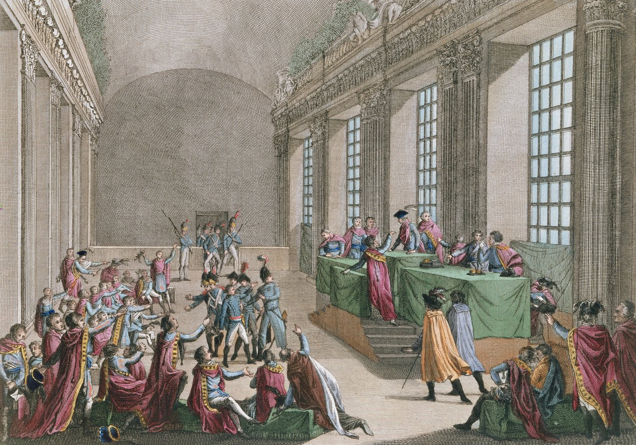 Staatsstreich des 18. Brumaire, 10. November 1799, graviert von Reinier Vinkeles und Daniel Vrydag von Jean Duplessi Bertaux