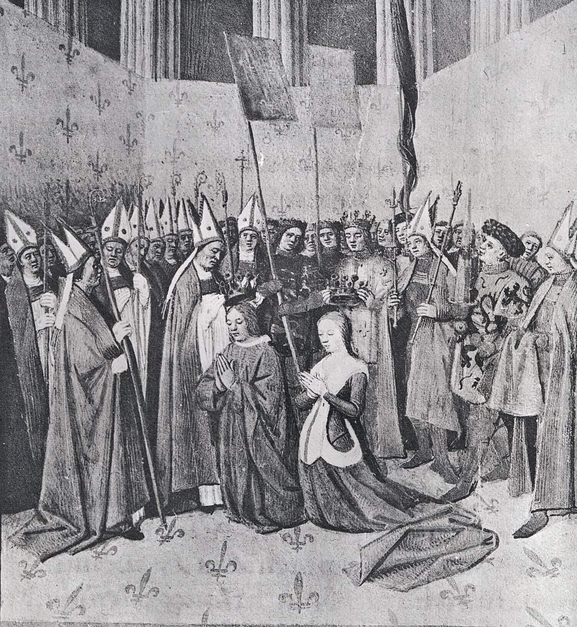 Die Krönung von Ludwig VIII. (1187-1226) und Blanche de Castille (1188-1252), aus 