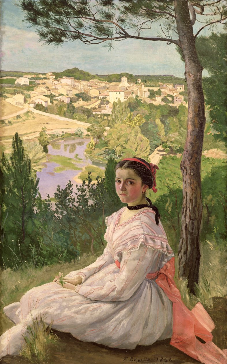 Ansicht des Dorfes, Castelnau, 1868 von Jean Frederic Bazille