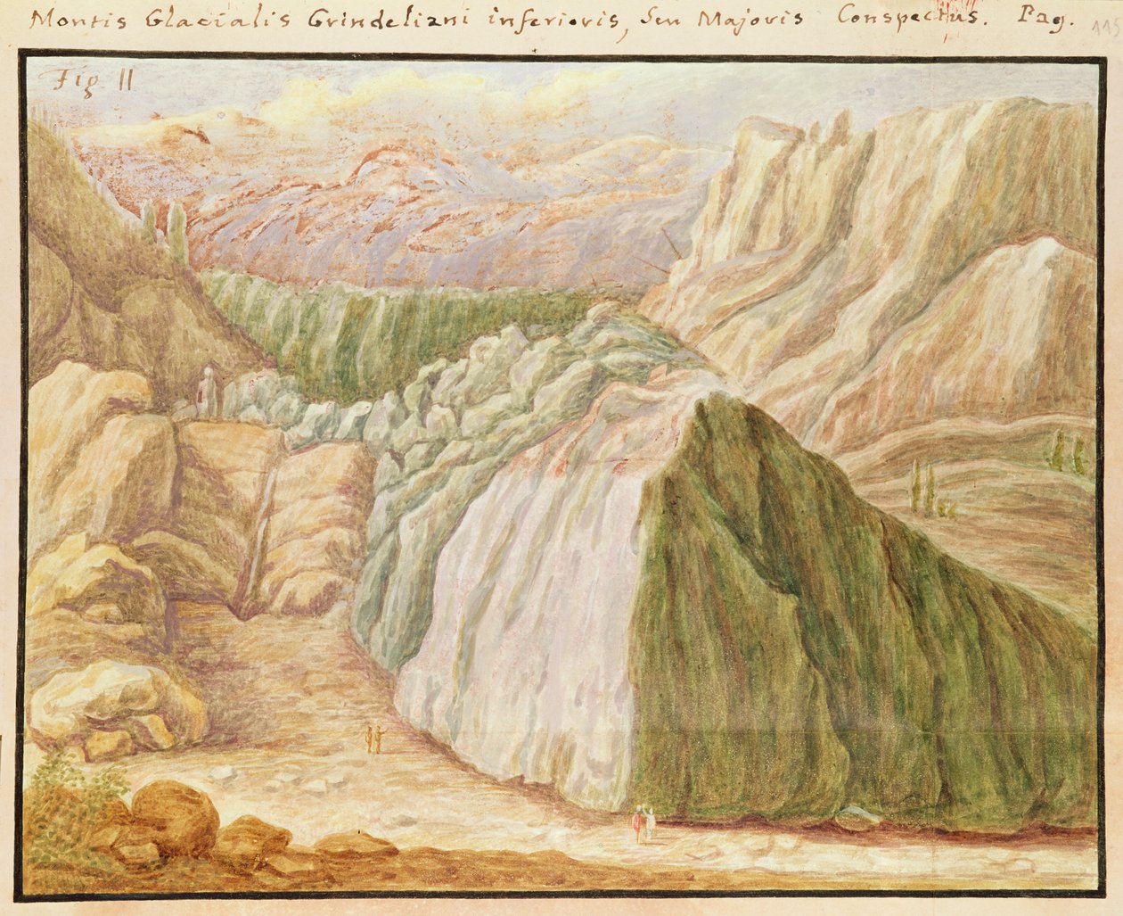 Ms 1798 fol.115 Grindelwald-Gletscher in den Alpen, 1709 von Jean Jacques Scheuchzer