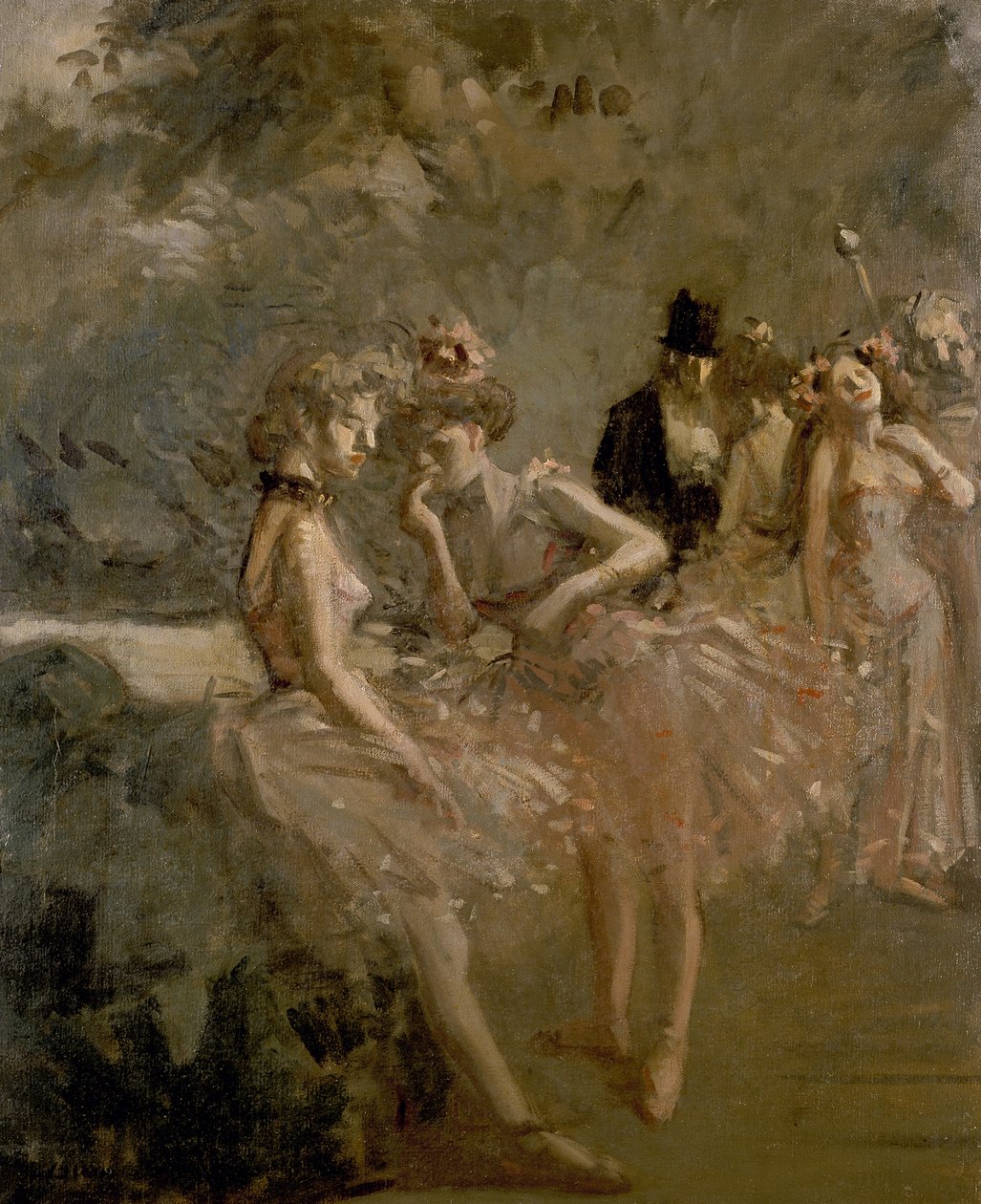 Szene hinter den Kulissen eines Theaters, ca. 1870-1900 von Jean Louis Forain