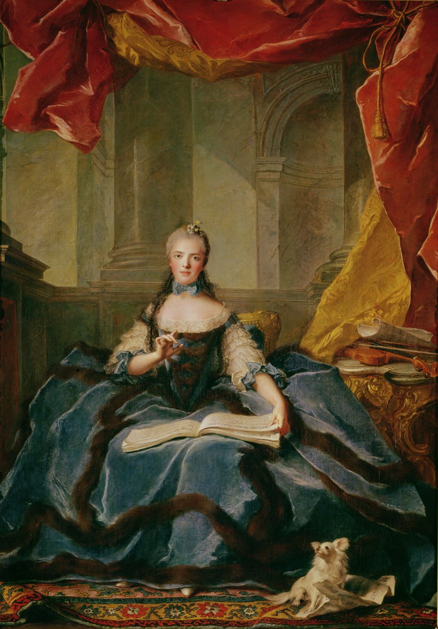 Madame Adelaide de France (1732-1800) im Hofkleid, 1758 von Jean Marc Nattier