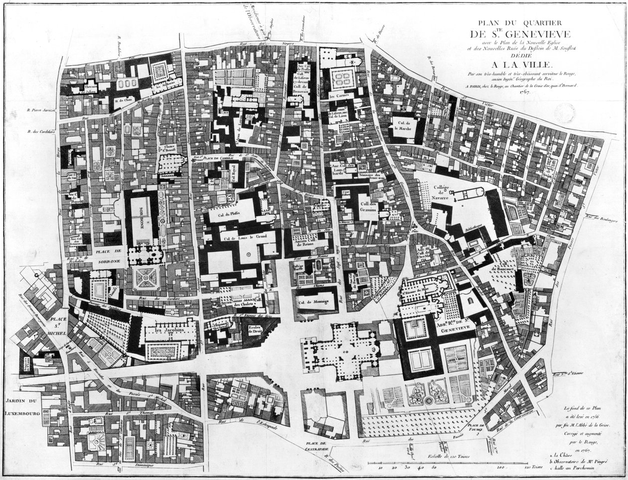Karte des Sainte-Genevieve-Gebiets, Paris, 1756 von Jean de La Grive