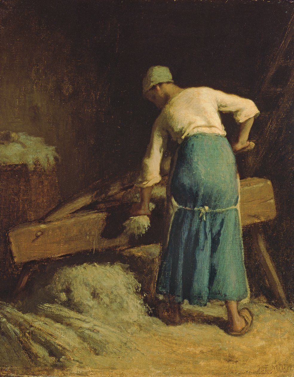 Flachsbrechen, ca. 1850-51 von Jean Francois Millet