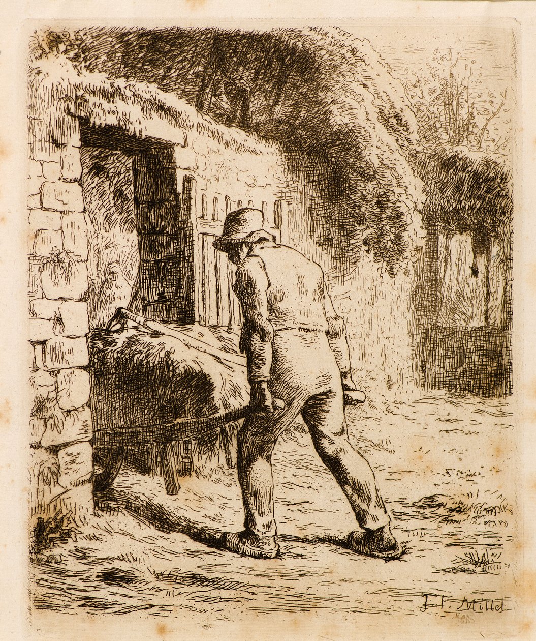 Mann mit Schubkarre von Jean Francois Millet