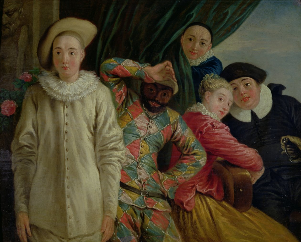 Harlekin, Pierrot und Scapin von Jean Antoine Watteau