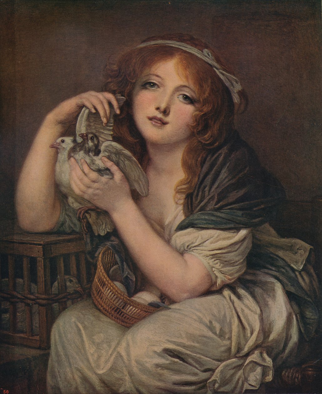 Frau mit Tauben, 1799-1800, ca. 1915 von Jean Baptiste Greuze