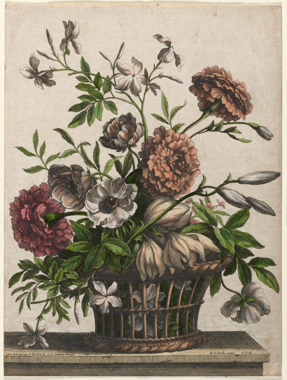Ringelblumen, einzelne Anemone, Jasmin... von Jean Baptiste I Monnoyer