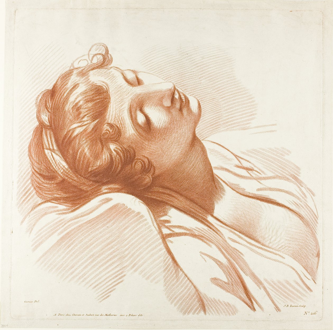 Kopf einer schlafenden jungen Frau von Jean Baptiste Lucien