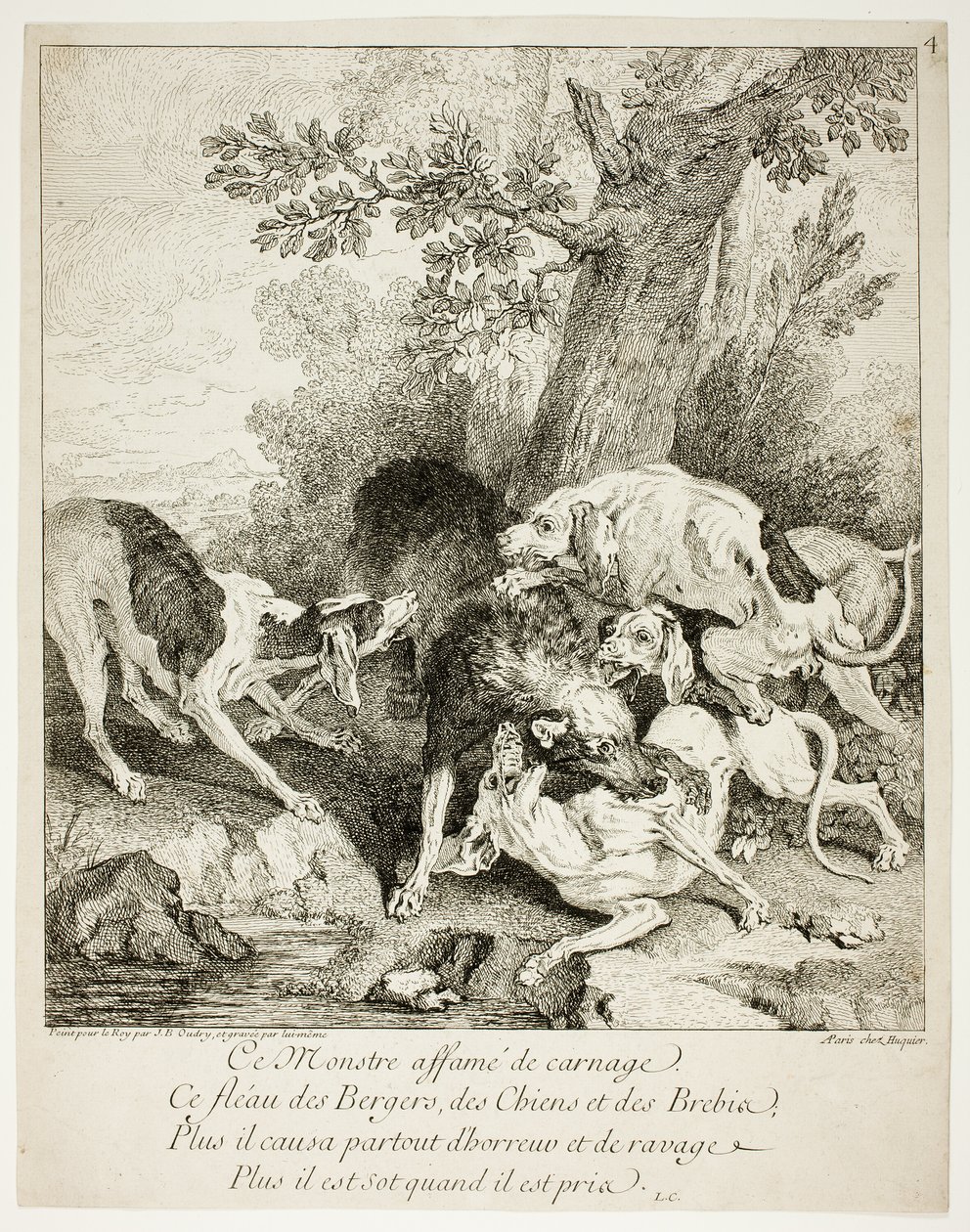 Der Wolf in der Enge von Jean Baptiste Oudry