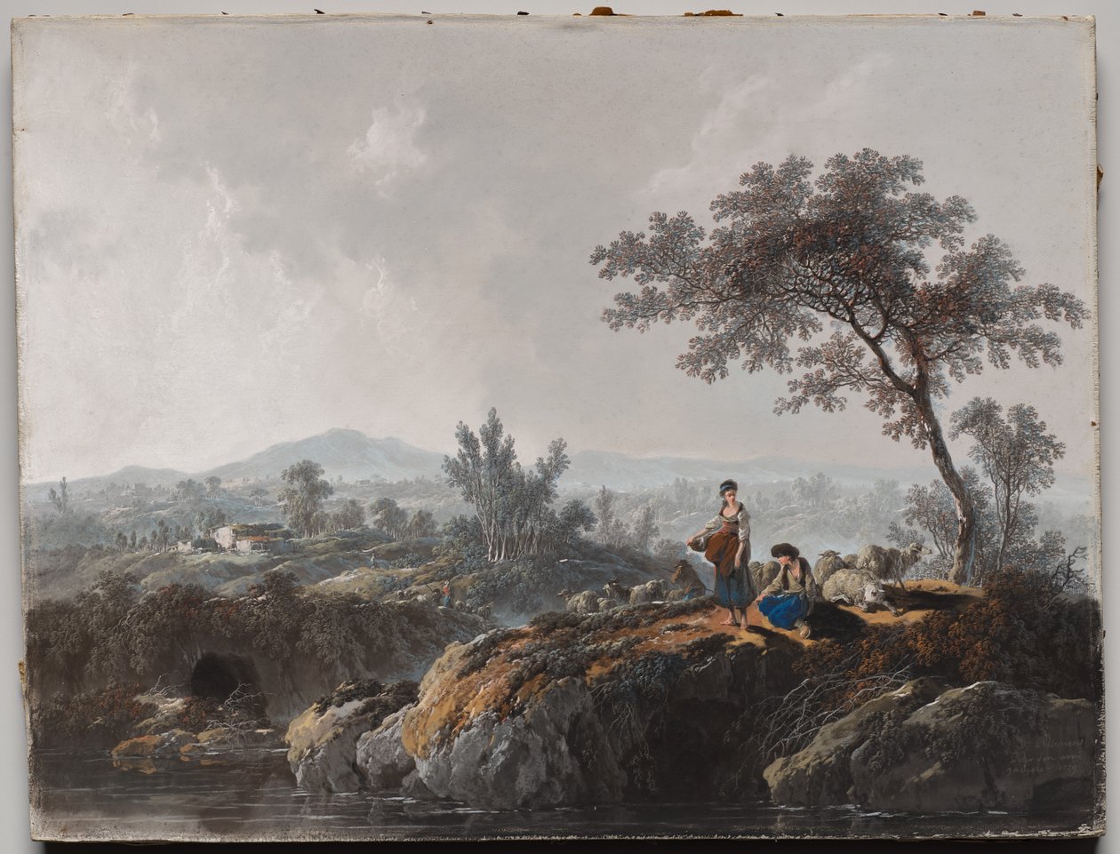 Hirten in einer Landschaft von Jean Baptiste Pillement