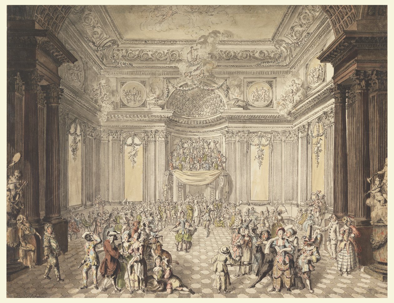 Ansicht eines Maskenballs von Jean Charles Delafosse