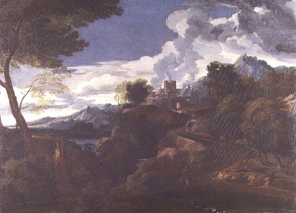 Landschaft mit brennender Stadt von Jean Francois I Millet