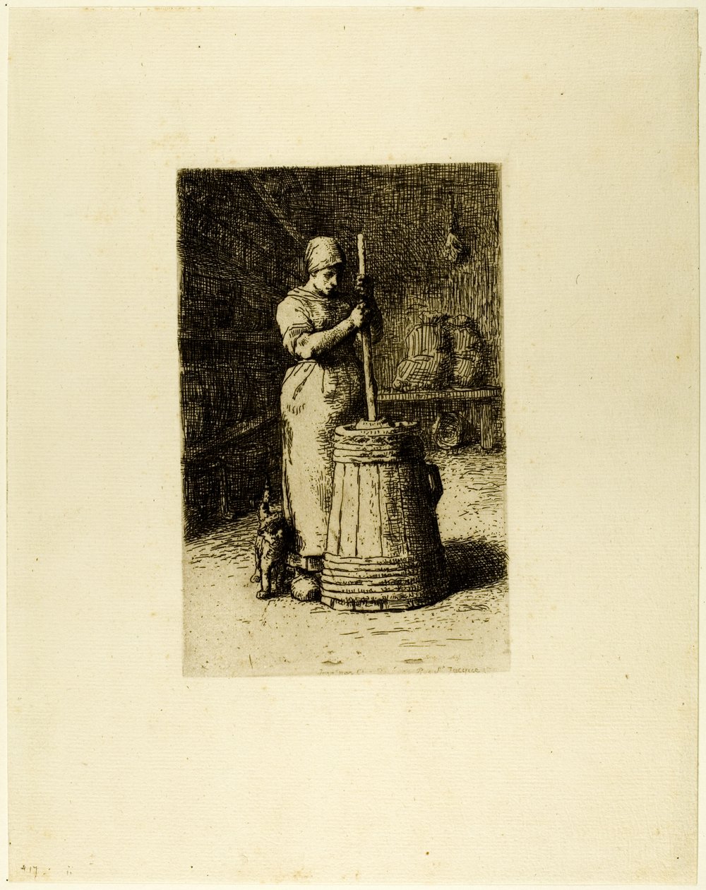 Eine Frau beim Buttern von Jean Francois Millet
