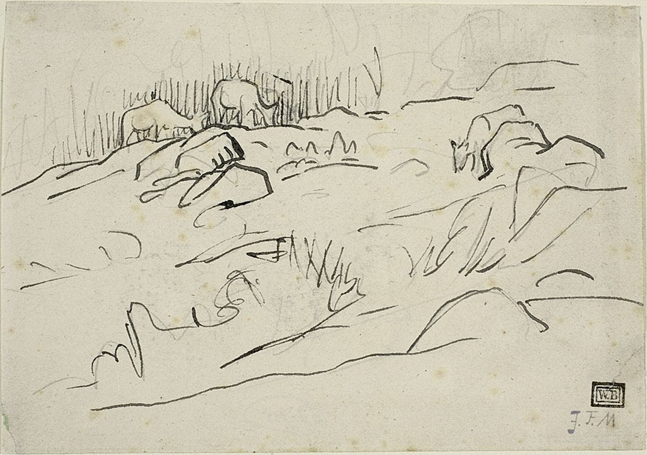 Landschaft mit Vieh von Jean Francois Millet