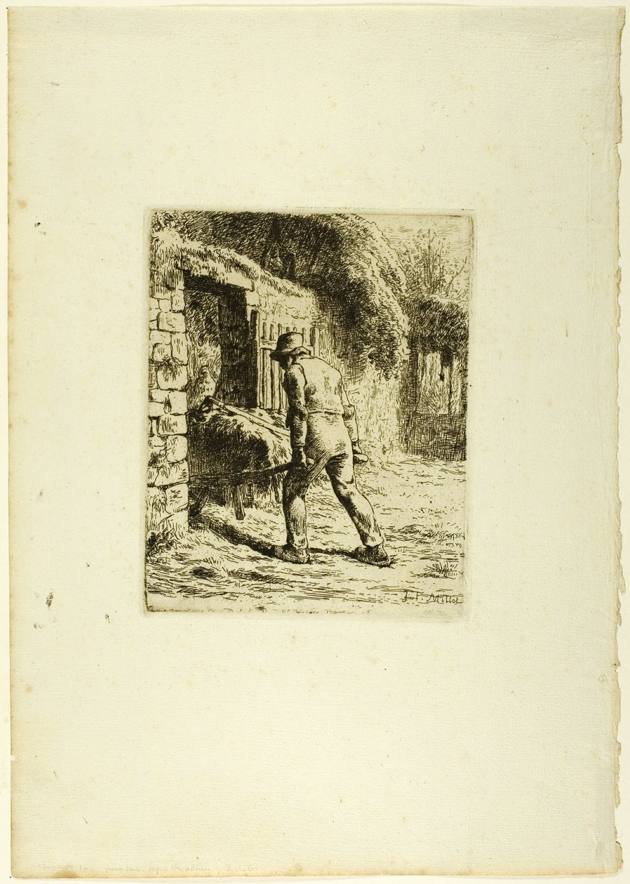 Bauer mit Schubkarre von Jean Francois Millet