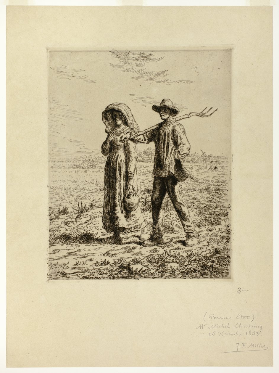 Bauern auf dem Weg zur Arbeit von Jean Francois Millet