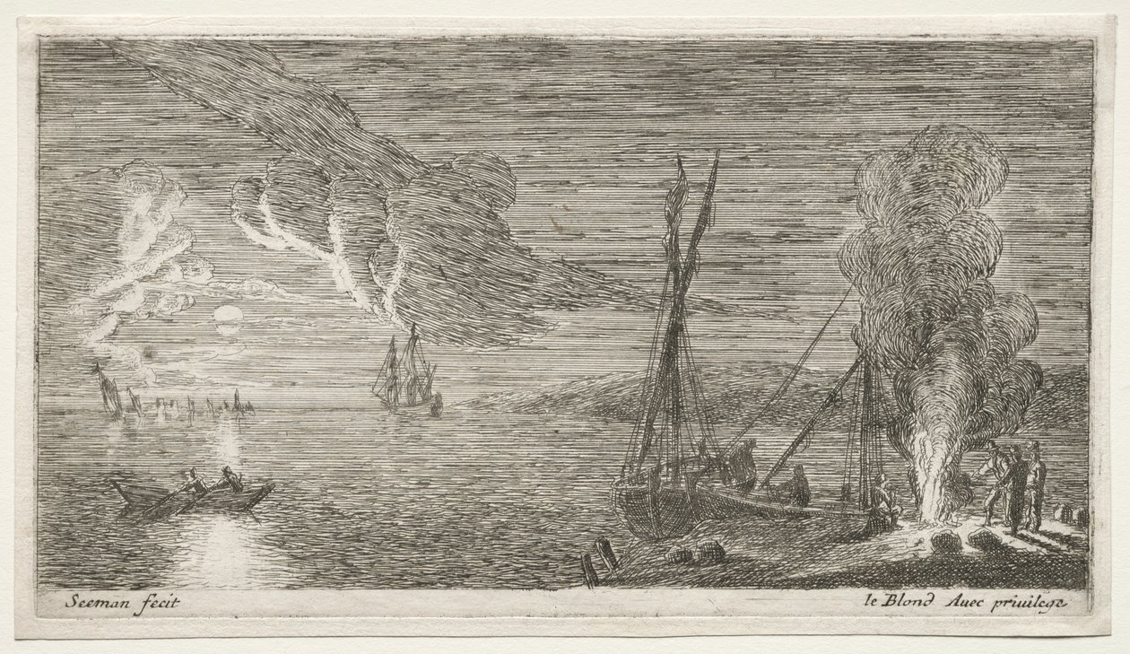 Ein Lagerfeuer und Mondlicht von Jean Le Blond