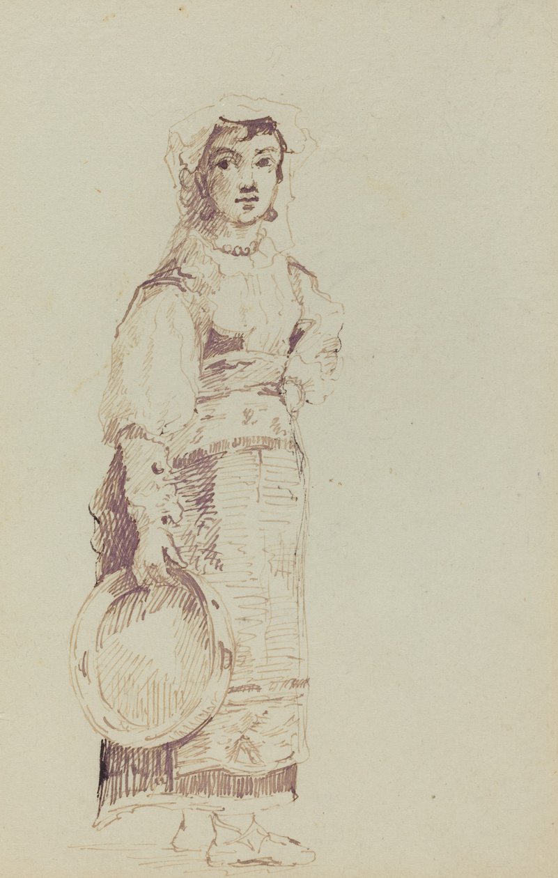 Frau mit Tamburin (verso) von Jean Louis Ernest Meissonier