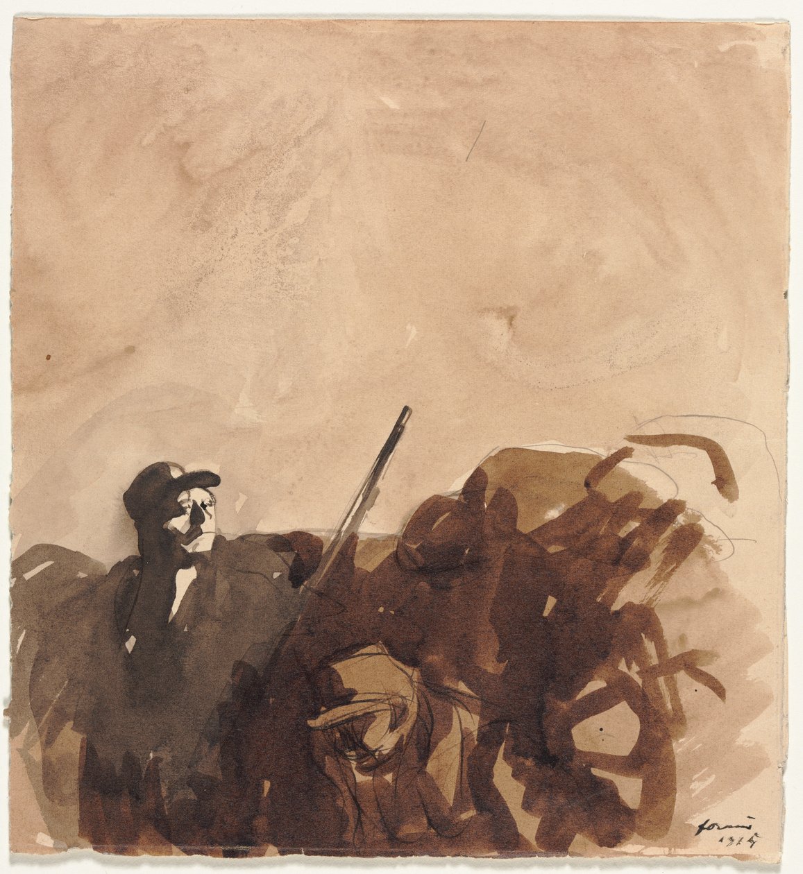 Soldat in einem Graben (recto) von Jean Louis Forain
