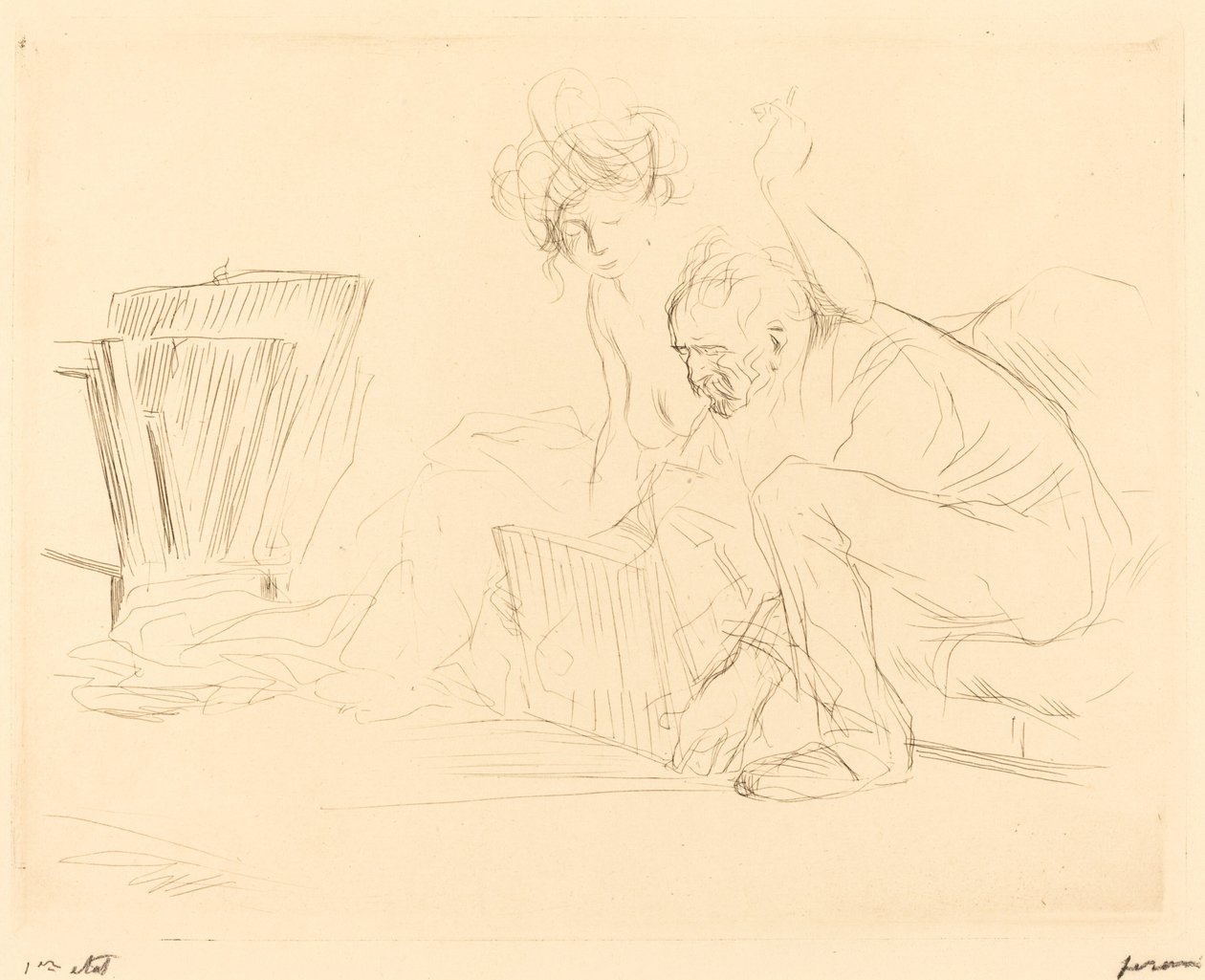 Die Ruhe des Modells (zweite Platte) von Jean Louis Forain
