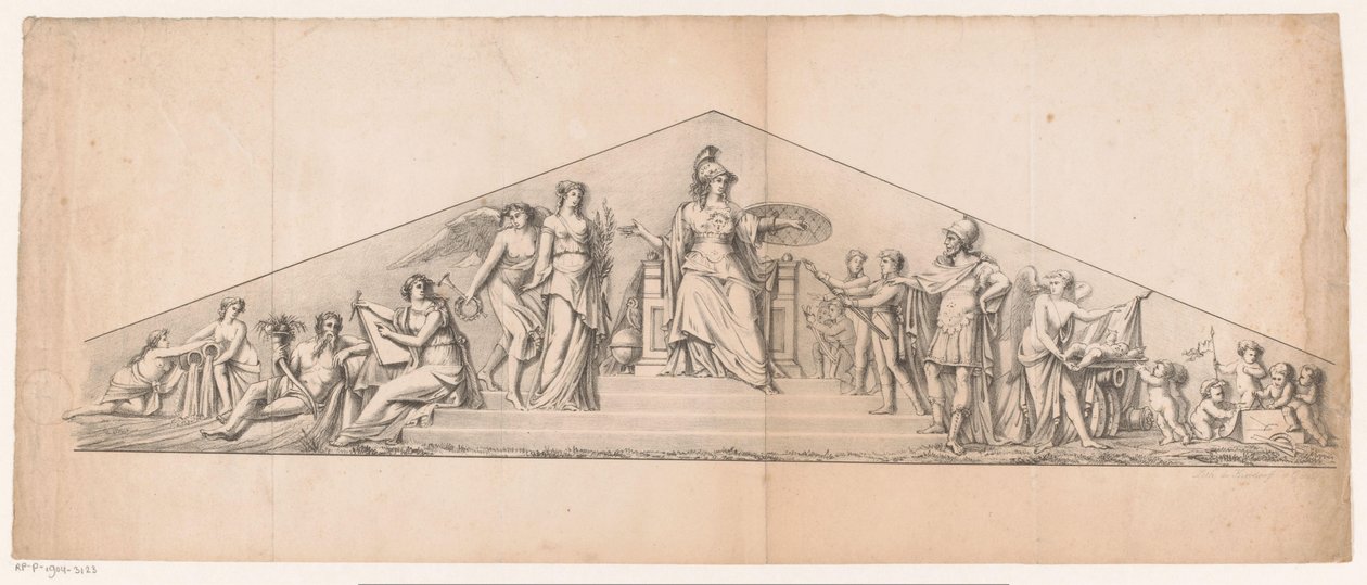 Tympanon mit thronender Minerva von Jean Matthieu Kierdorff