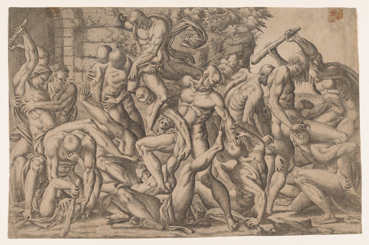 Kampf nackter Männer, 1535-55 von Jean Mignon