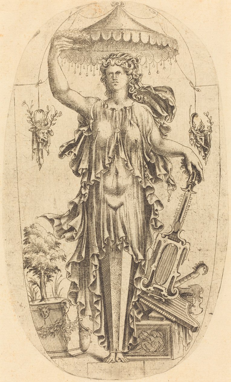 Frau mit Musikinstrument von Jean Mignon