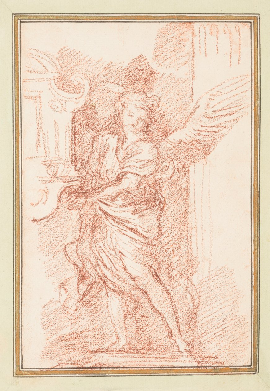 Geflügelte Figur zwischen Fenster und Säule von Jean Robert Ango