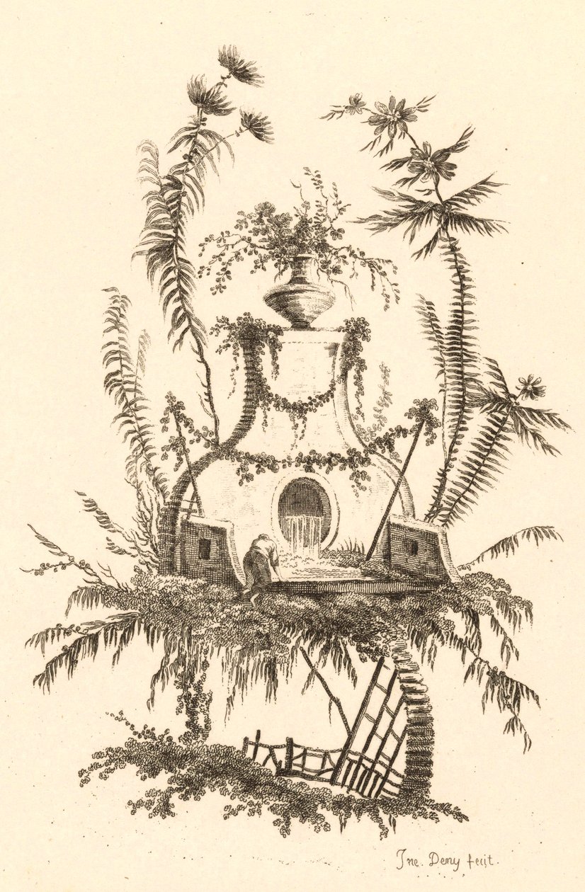 Chinesischer Brunnen mit Vase von Jeanne Deny