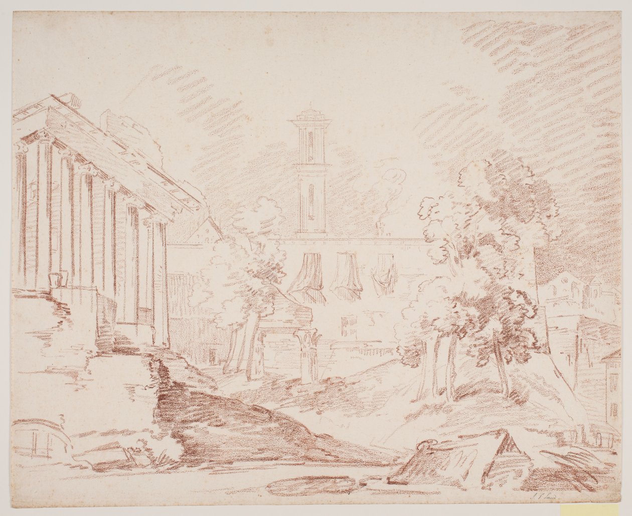 Italienische Aussicht mit Tempel und Kirche von Jens Petersen Lund