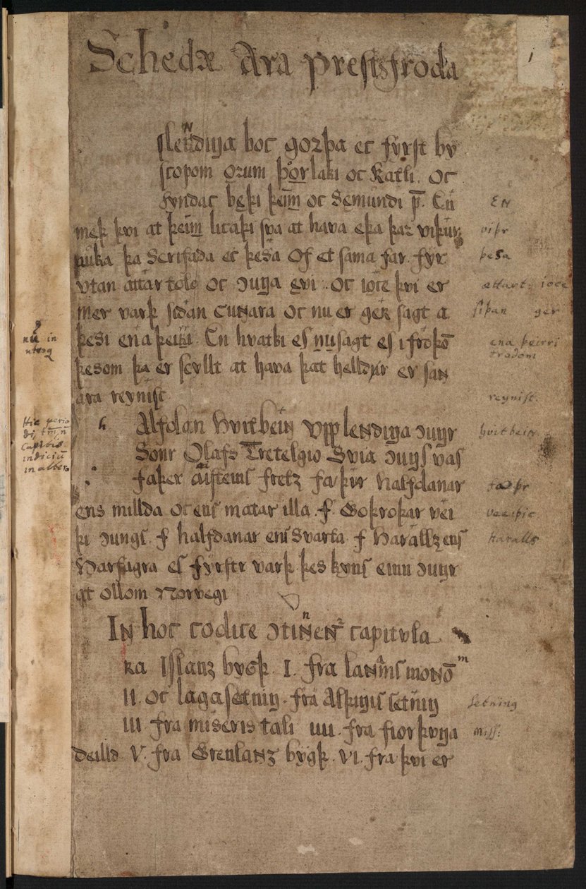 Kopie des Íslendingabók von Jón Erlendsson, aufbewahrt im Árni Magnússon Institut (Seite 15/38) von Jón Erlendsson