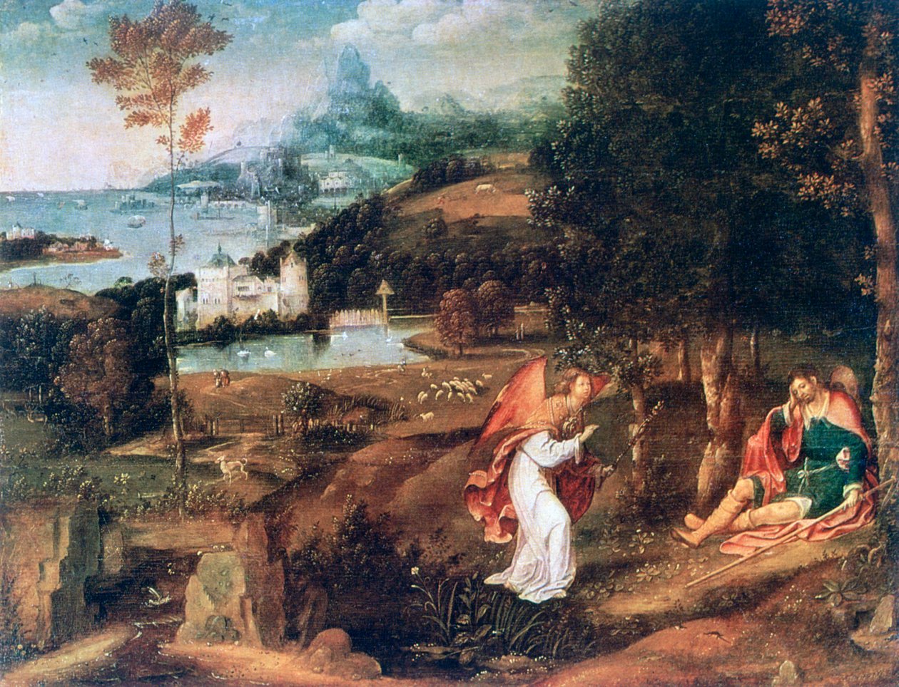 Landschaftsszene mit dem heiligen Rochus, um 1500-1524 von Joachim Patinir