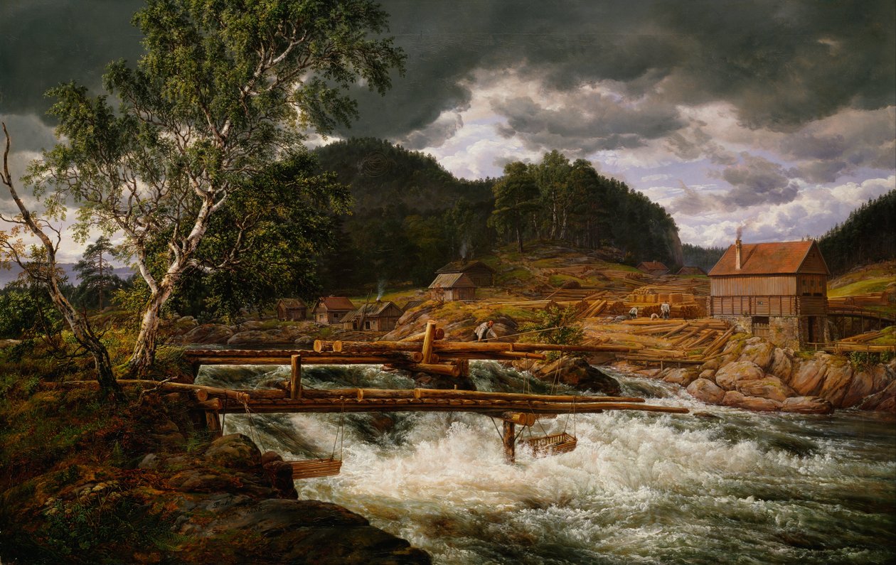Hellefossen in der Nähe von Hokksund von Johan Christian Dahl